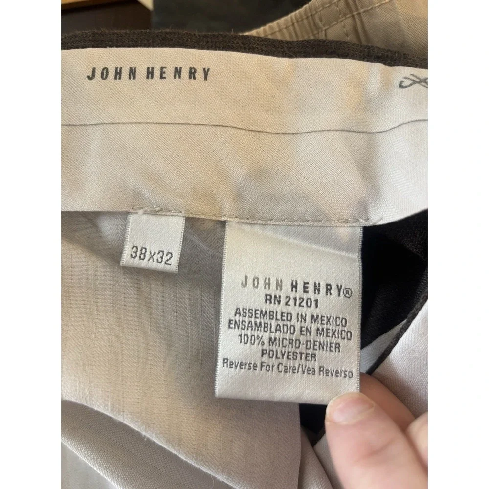 JOHN HENRY Men's 38x31 Brown Dress Pants Trousers‎ Pleated Front
